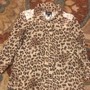 Cheetah and lace button up